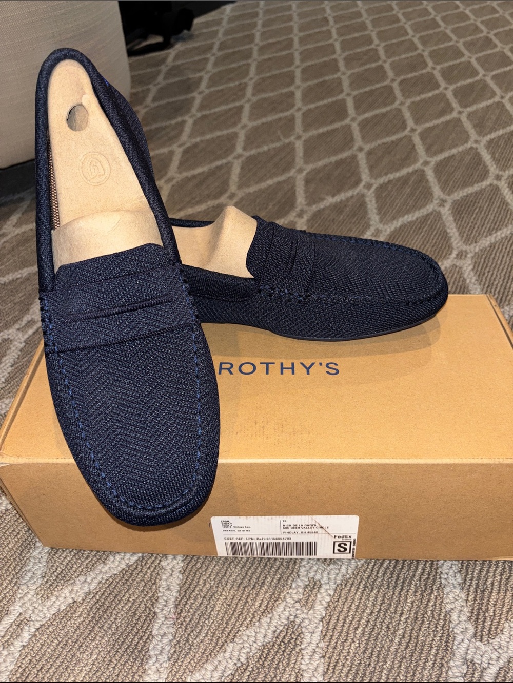 Rothy's Men's The Driving Loafer Navy Knit Penny Loafers